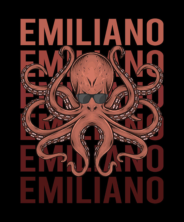 Octopus Digital Art - Funny Octopus - Emiliano Name by Colin Swift