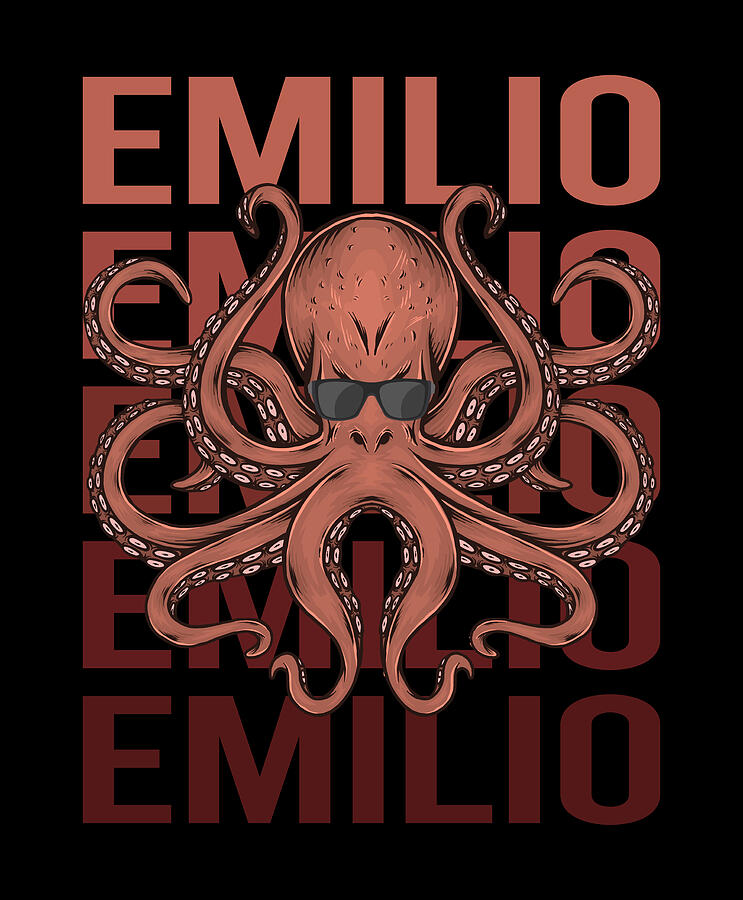 Octopus Digital Art - Funny Octopus - Emilio Name by Colin Swift