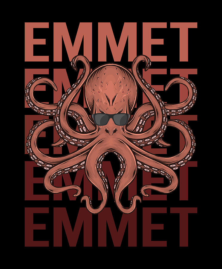 Octopus Digital Art - Funny Octopus - Emmet Name by Colin Swift