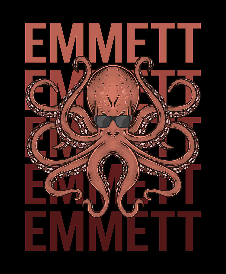 Octopus Digital Art - Funny Octopus - Emmett Name by Colin Swift