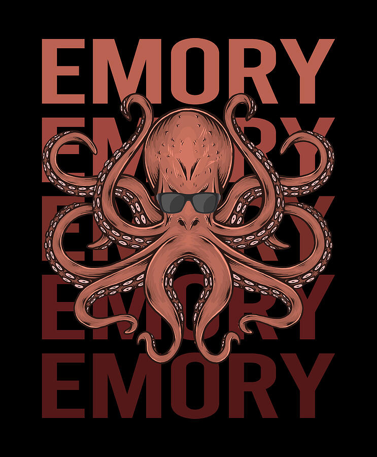 Octopus Digital Art - Funny Octopus - Emory Name by Colin Swift