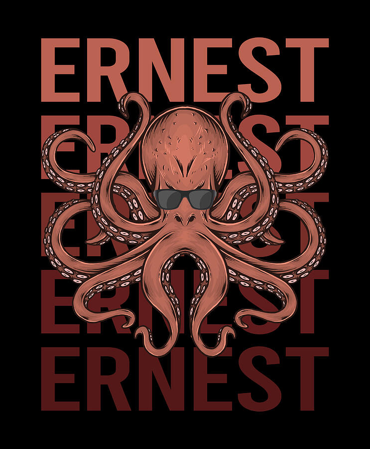 Octopus Digital Art - Funny Octopus - Ernest Name by Colin Swift
