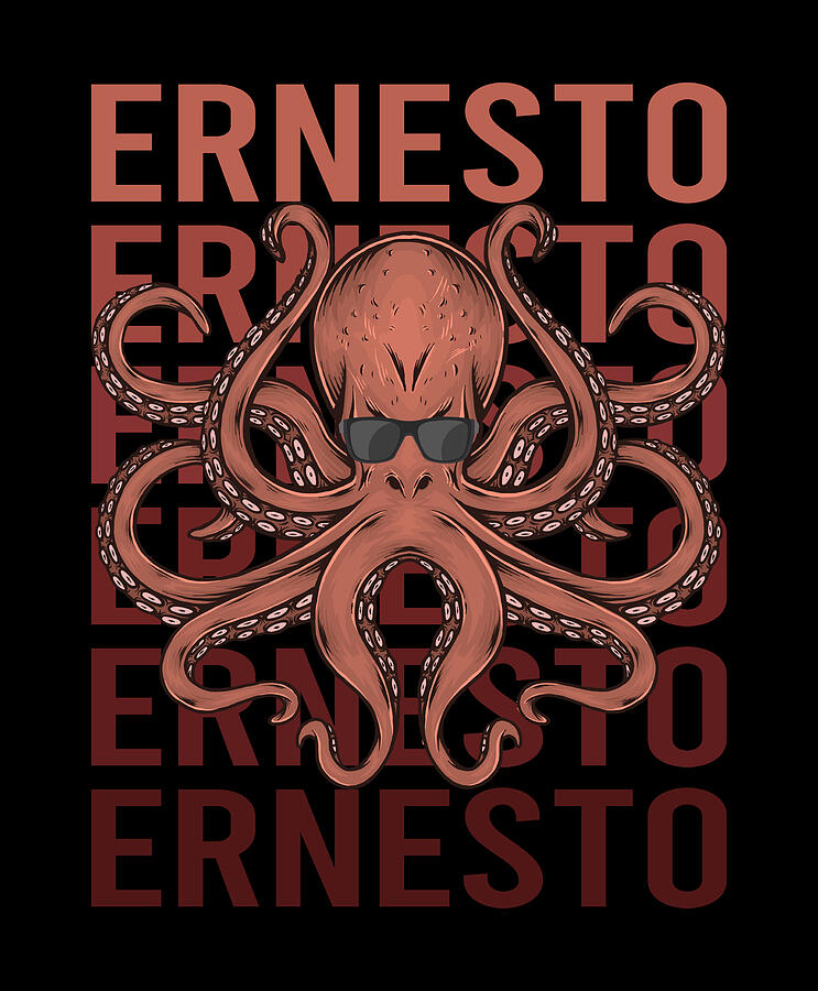Octopus Digital Art - Funny Octopus - Ernesto Name by Colin Swift