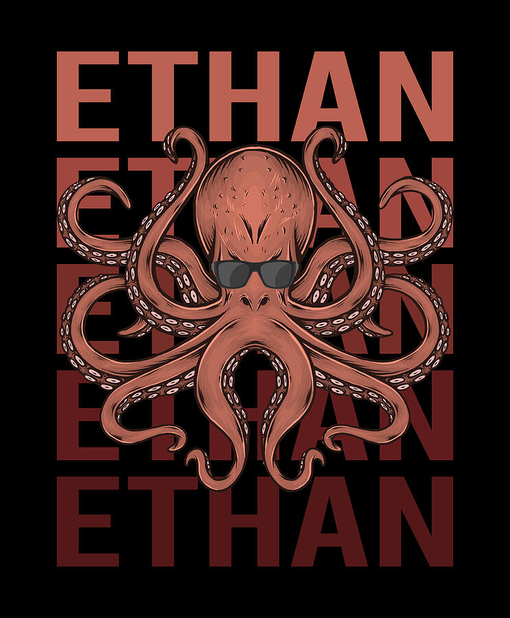 Octopus Digital Art - Funny Octopus - Ethan Name by Colin Swift