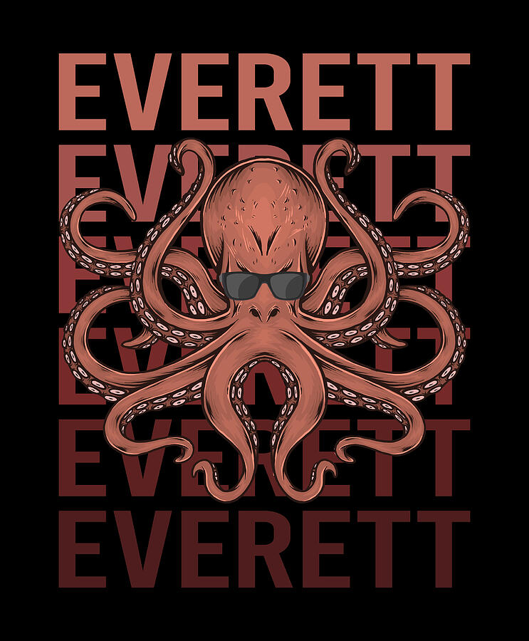 Octopus Digital Art - Funny Octopus - Everett Name by Colin Swift