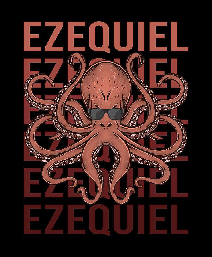 Octopus Digital Art - Funny Octopus - Ezequiel Name by Colin Swift