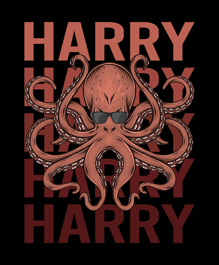 Octopus Digital Art - Funny Octopus - Harry Name by Colin Swift