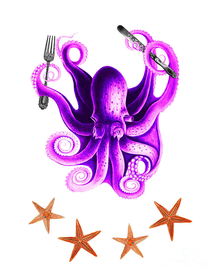 Octopus Digital Art - Funny Octopus by Madame Memento