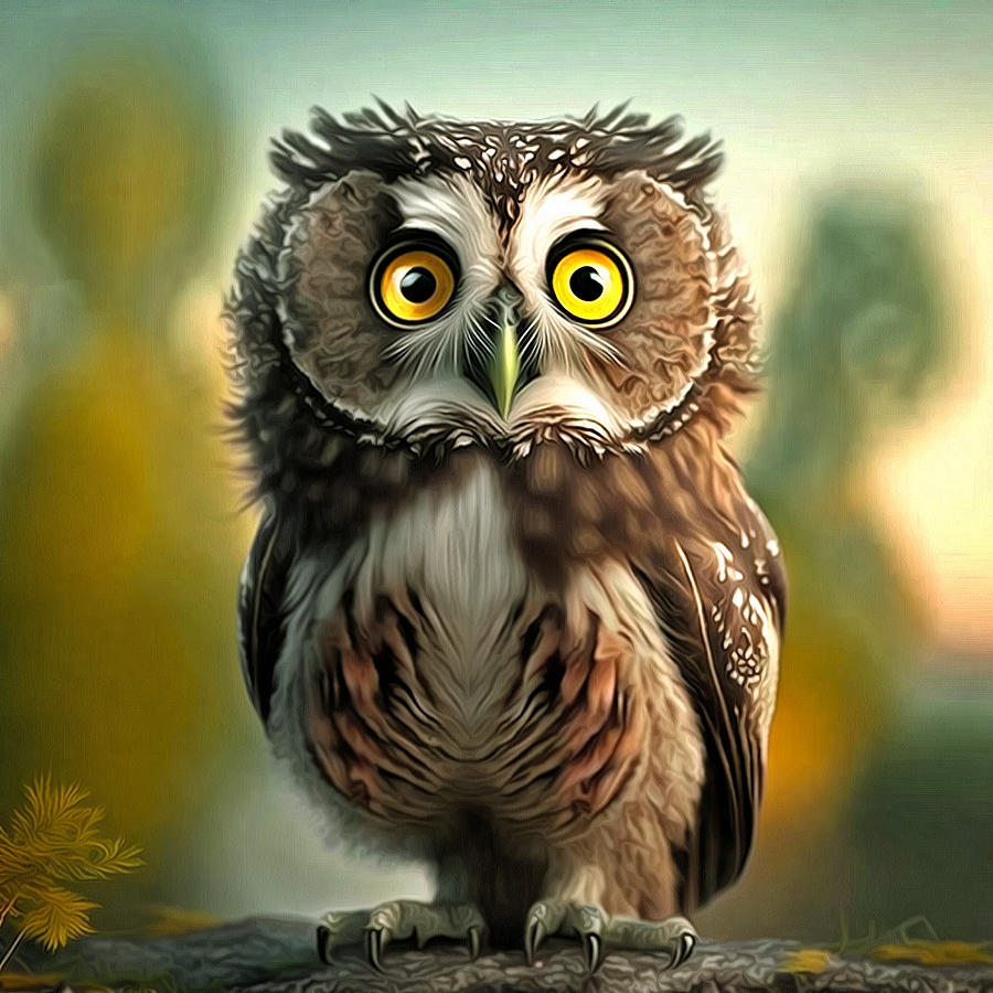 Funny Owl Digital Art by Miha Jeruc - Fine Art America