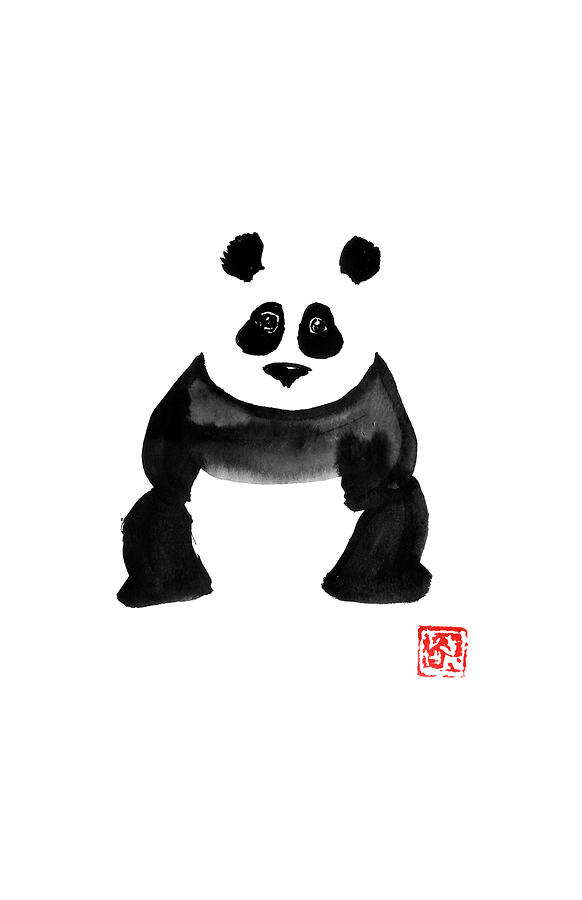Panda Drawing - Funny Panda by Pechane Sumie
