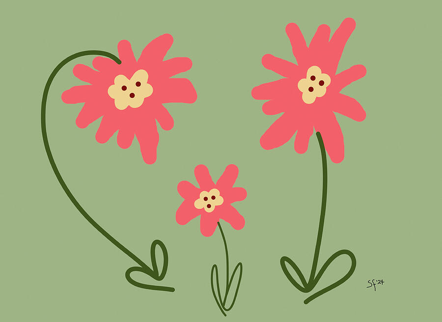 Funny Pink Flowers Minimalist Painting Painting by Shelli Fitzpatrick Funny Pink Flowers Minimalist Painting Painting by Shelli Fitzpatrick