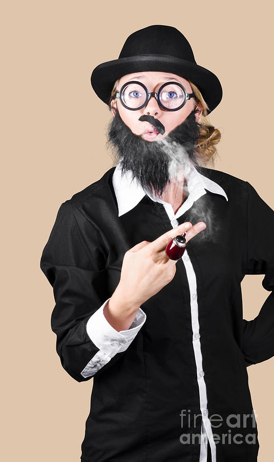 Funny Portrait Of Disguised Woman Smoking Photograph by Jorgo Photography