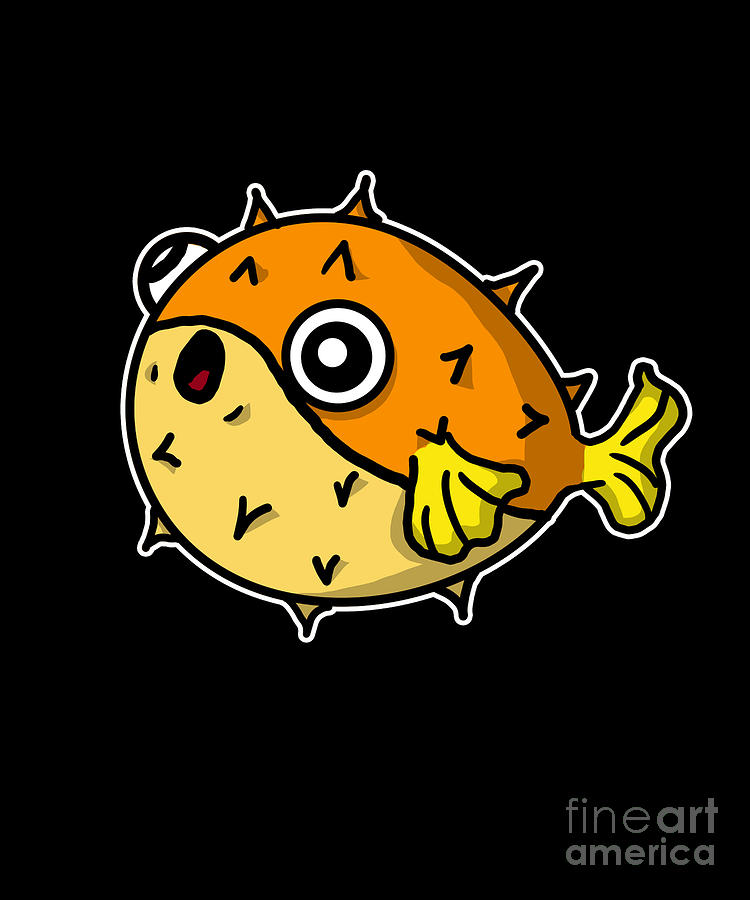 Funny Puffer Fish Blowfish Animal Gift Digital Art By J M