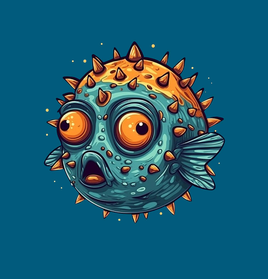 Funny pufferfish squinting Digital Art by Licensed art - Fine Art America