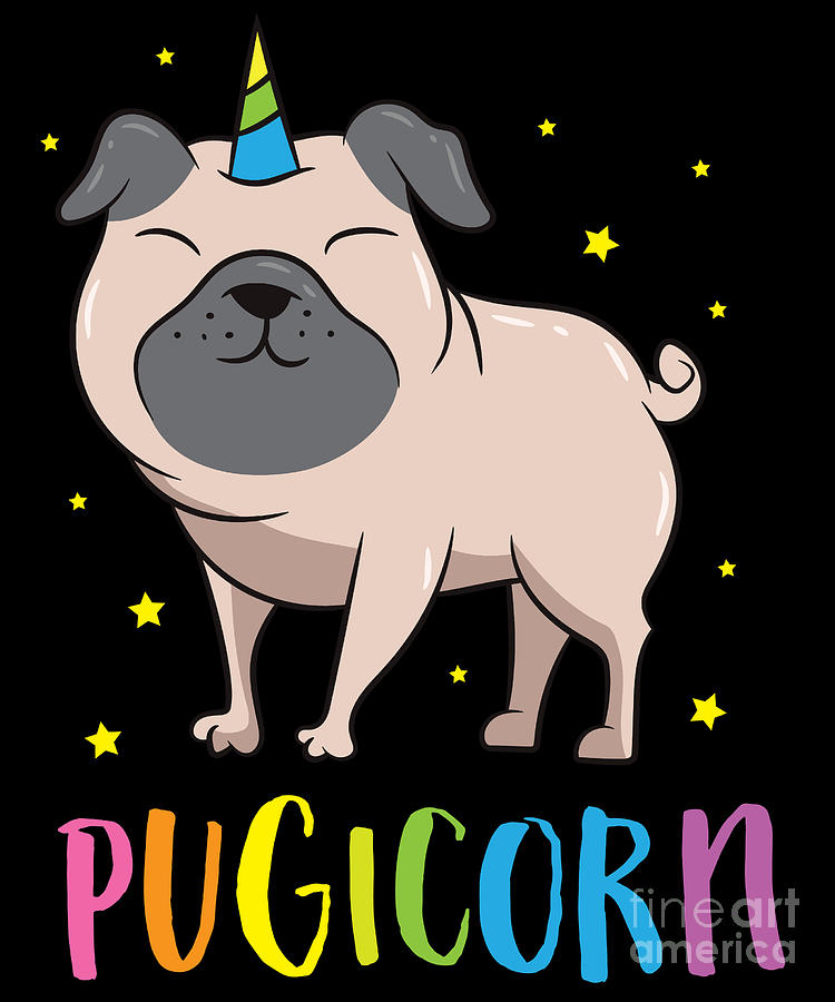 Funny Pug Birthday Dogs Pugs Pugicorn Digital Art by EQ Designs - Fine Art  America