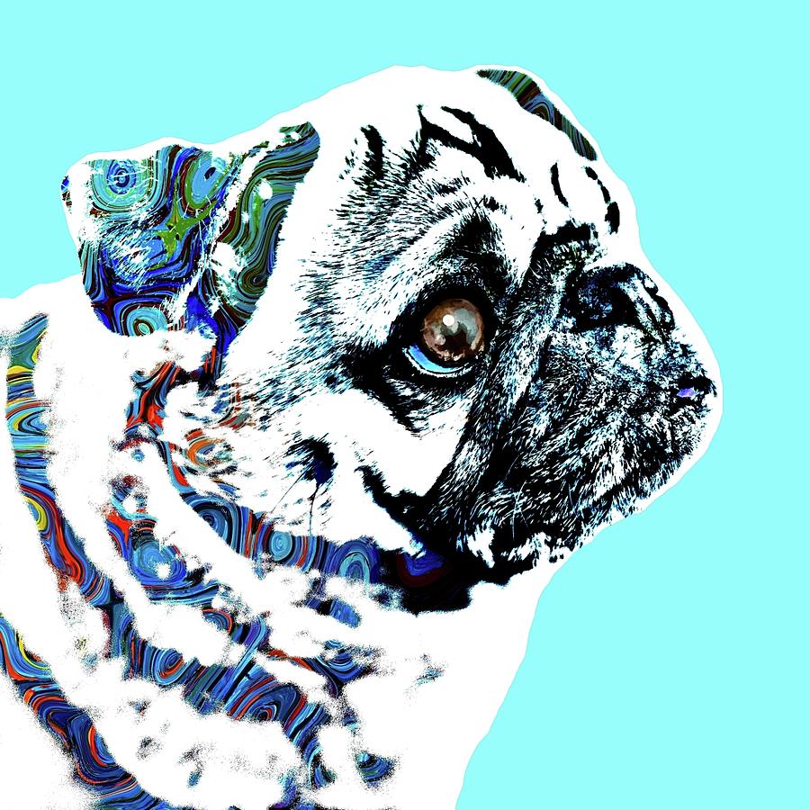 Funny Pug Dog 166 - by artist Lucie Dumas Digital Art by Lucie Dumas