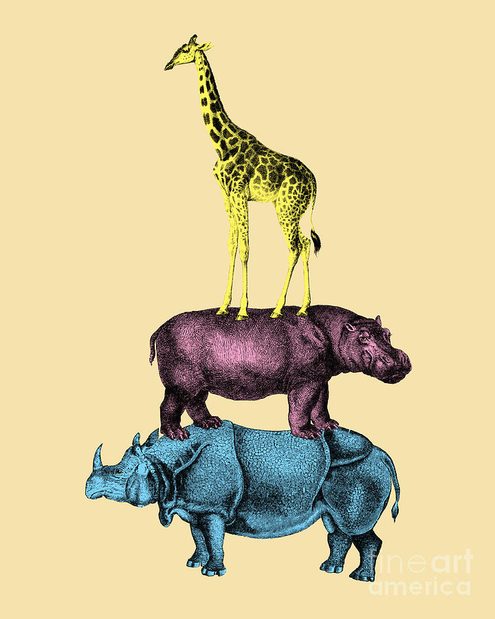 Animal Digital Art - Funny Safari Animals by Madame Memento