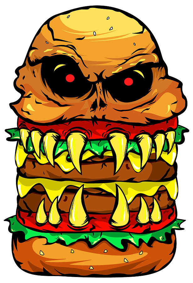 Funny Scary Cheese Burger Digital Art by Vineeth Nair - Fine Art America