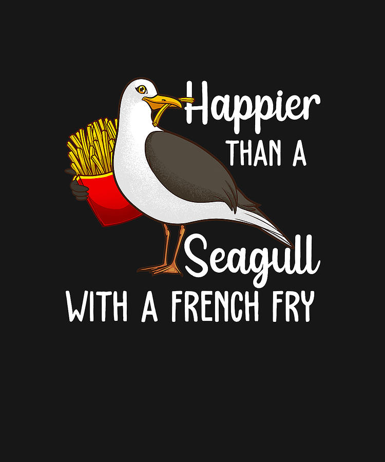 Funny Seagull French Fries Art Men Women French Fries Birder Drawing By 