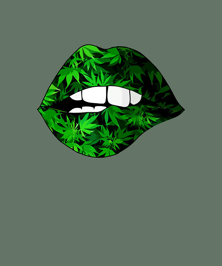 Funny Sexy Lips Cannabis Marijuana Painting by Sean Tim | Pixels