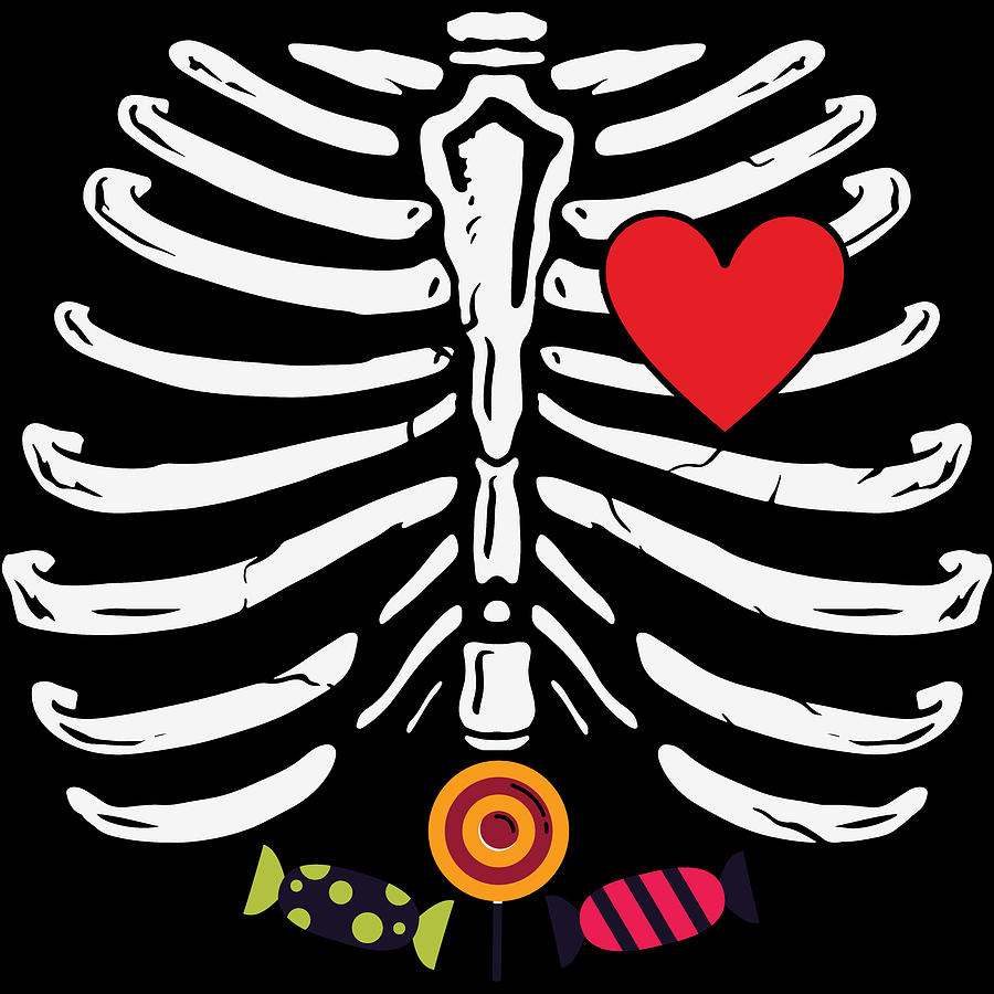 Funny Skeleton Halloween Heart Candies Digital Art by Sweet Birdie ...