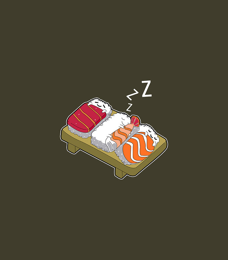 Funny Sleeping Sushi Japanese Foodie Digital Art by Nikolv Lya - Fine ...