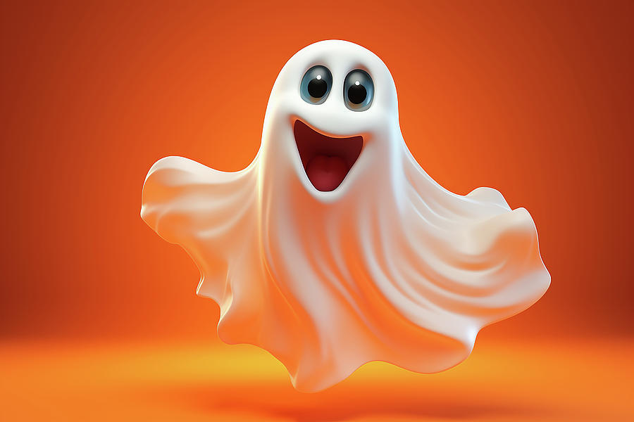 Funny Smiling Ghost Orange Background Photograph by SR Green
