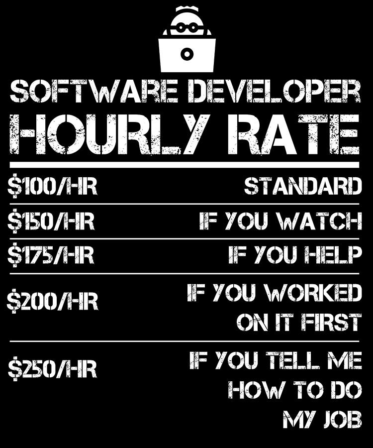 Funny Software Developer Hourly Rate Gift T Shirt Digital Art by Orange  Pieces - Pixels