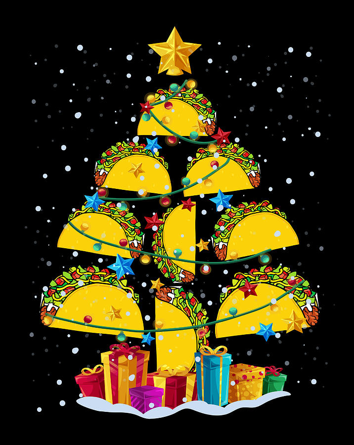 Funny Tacos Lovers Christmas Tree Noel Favorite Foods Xmas Digital Art