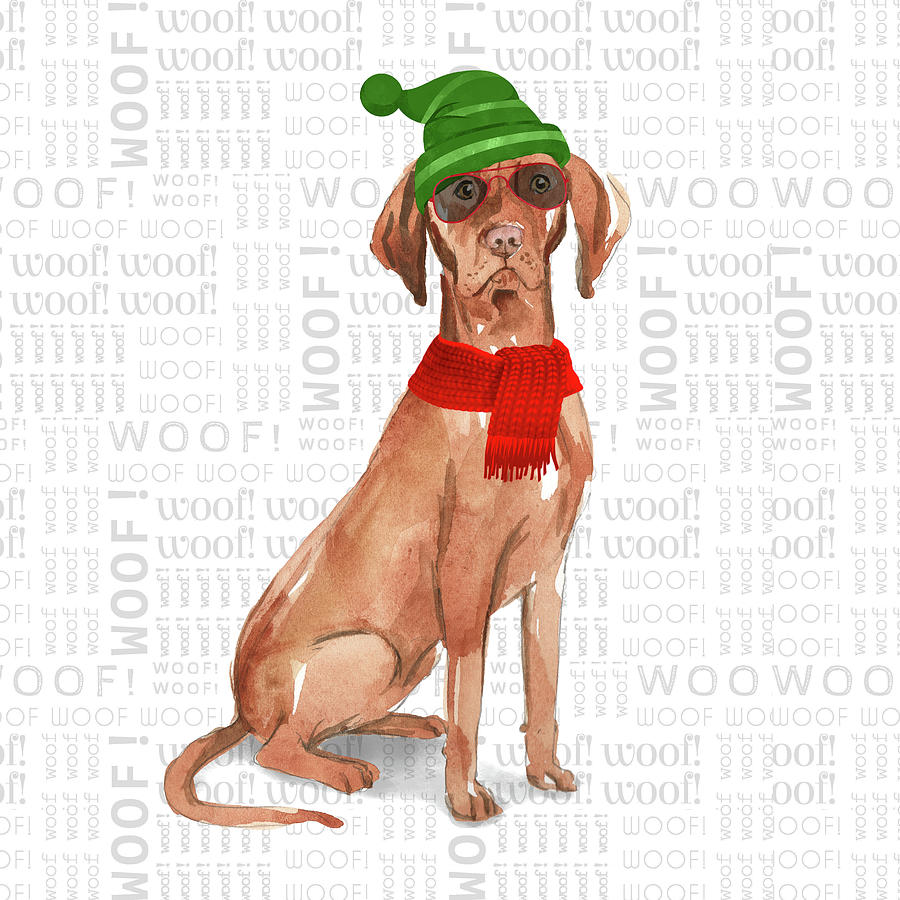 Funny Vizsla Christmas Dog Digital Art by Doreen Erhardt