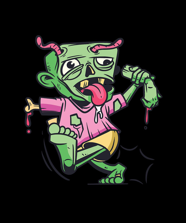 Funny zombie cartoon walking kid zombie Digital Art by Norman W - Fine Art  America