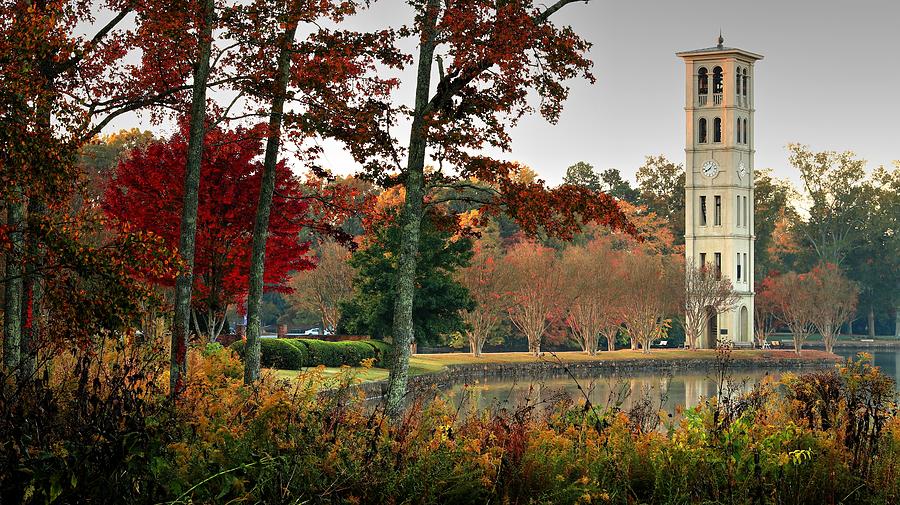 Furman University Clock Bell Tower in the Fall Photograph by Carol Montoya