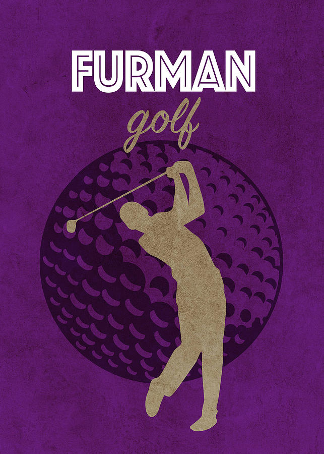 Golf Mixed Media - Furman University College Golf Sports Vintage Poster by Design Turnpike