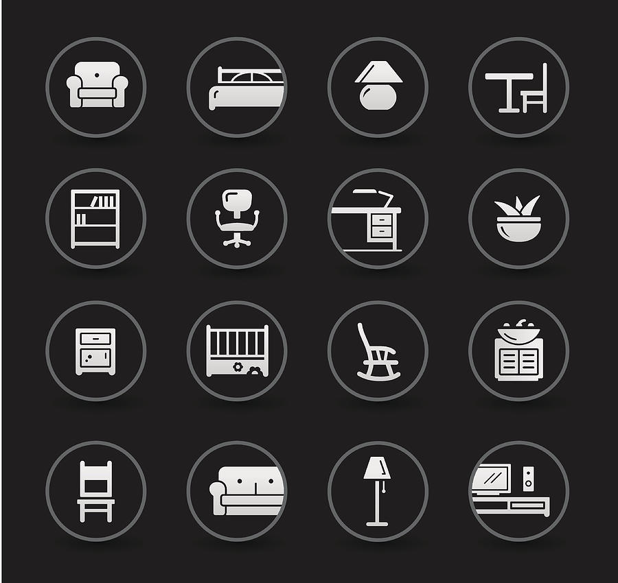 Furniture Icons | Black Drawing by Areasur