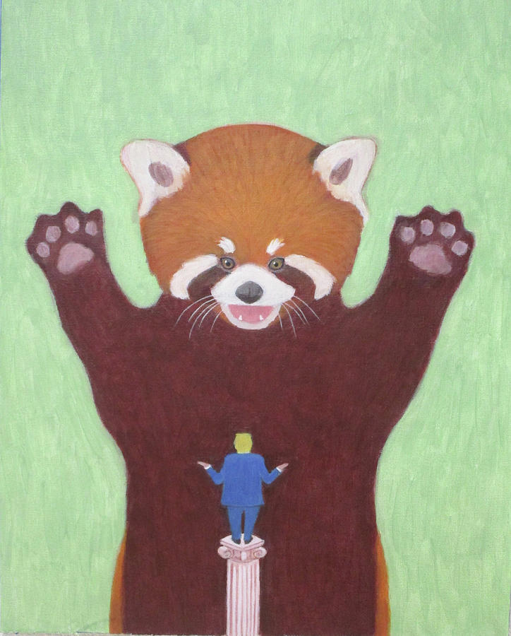 Red Panda vs. Trump Painting by Kazumi Whitemoon