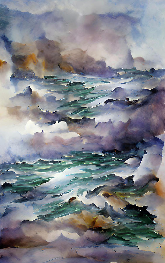Fury Of The Ocean Expressionism Mixed Media by Georgiana Romanovna