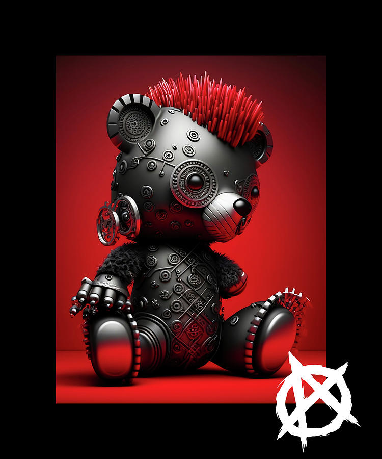 Futuristic Anarchist Punk Bear. Punk rock fans gift. Digital Art by ...