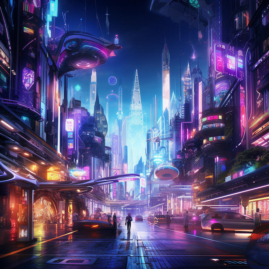 Futuristic City Digital Art By The Colorful Dreamer - Fine Art America