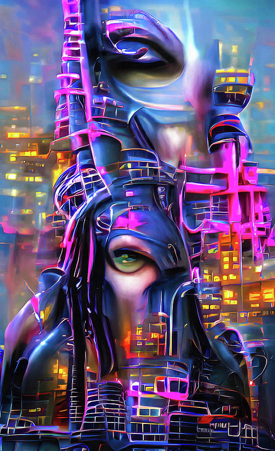 Futuristic Cybergoth City Fantasy Style 04 Digital Art by Matthias Hauser