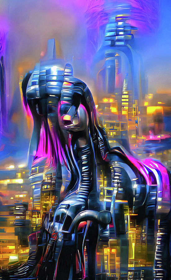 Futuristic Cybergoth City Fantasy Style 05 Digital Art by Matthias Hauser