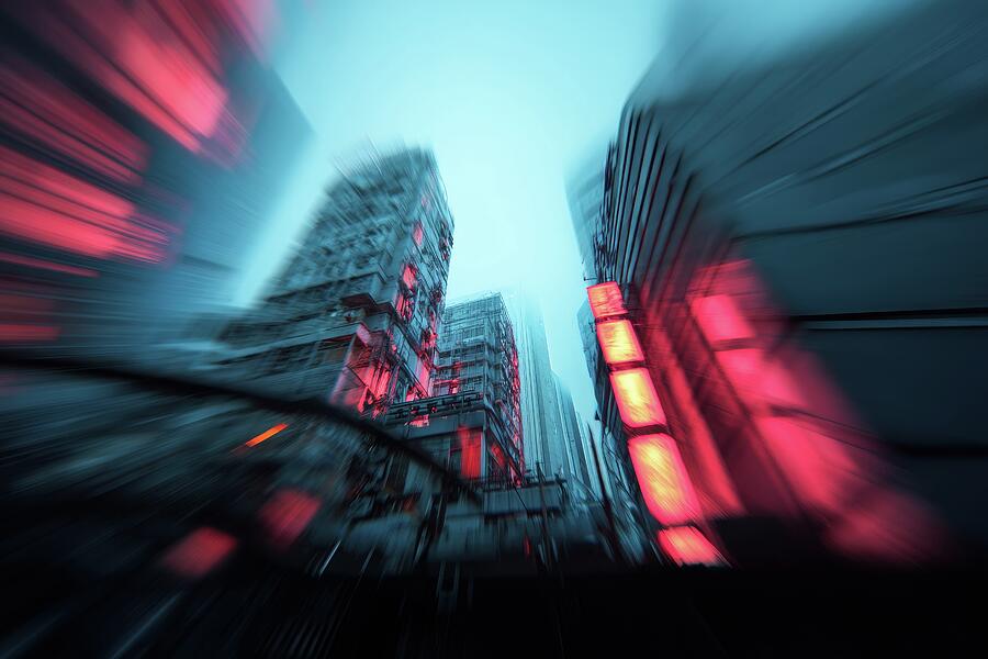 Futuristic Cyberpunk City - Blurred Neon Towers in Motion Digital Art by Matthias Hauser Futuristic Cyberpunk City - Blurred Neon Towers in Motion Digital Art by Matthias Hauser