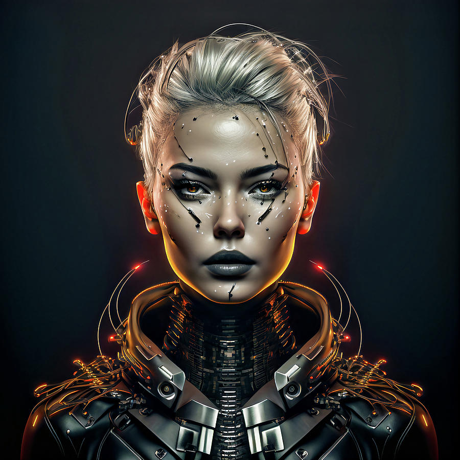 Futuristic Cyberpunk Top Model girl digitally created . Digital Art by ...