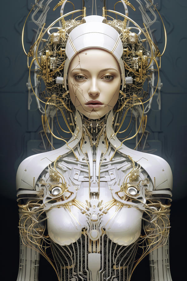 Futuristic Cyborg Woman Portrait 05 Digital Art by Matthias Hauser