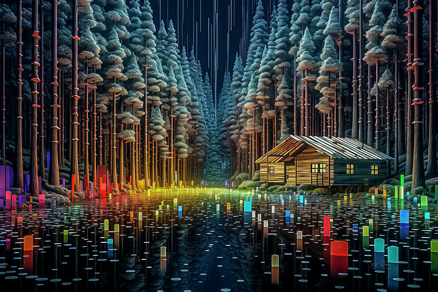 Futuristic Forest Festivities Digital Art by Bill Posner