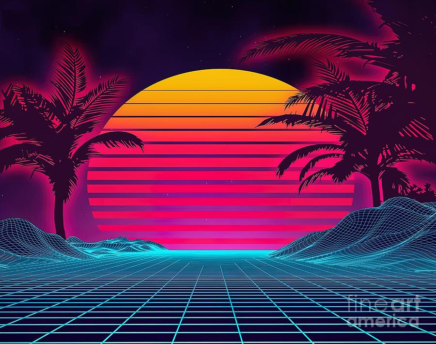 futuristic landscape 1980s style Digital retro Painting by Jacob Price ...