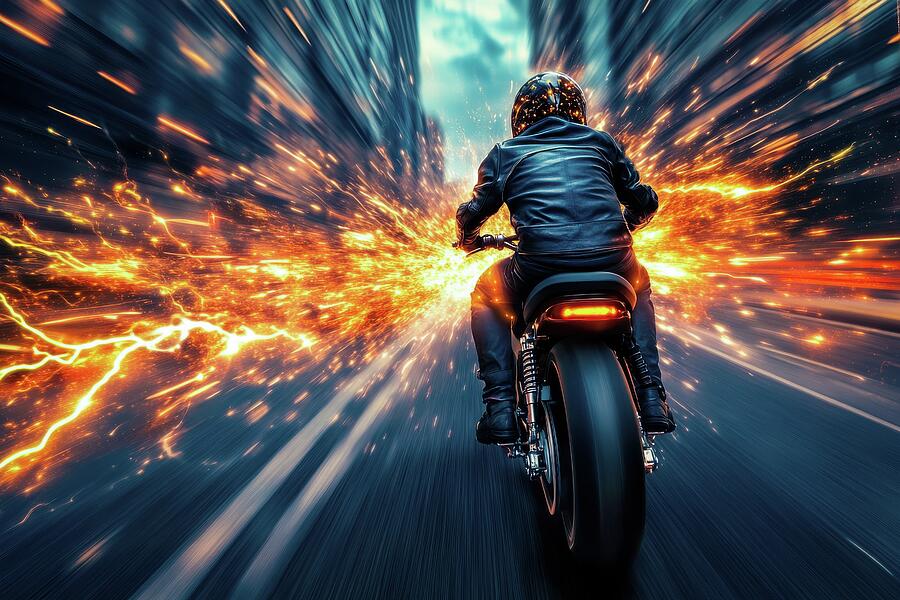 Futuristic Motorcycle Acceleration - Speed Burst Rider Digital Art by Matthias Hauser Futuristic Motorcycle Acceleration - Speed Burst Rider Digital Art by Matthias Hauser