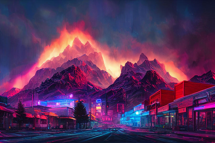 Futuristic Mountain Town Digital Art by Julia Reed Fine Art America