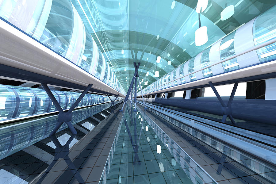 Futuristic passageway, 3D Rendering Drawing by Westend61