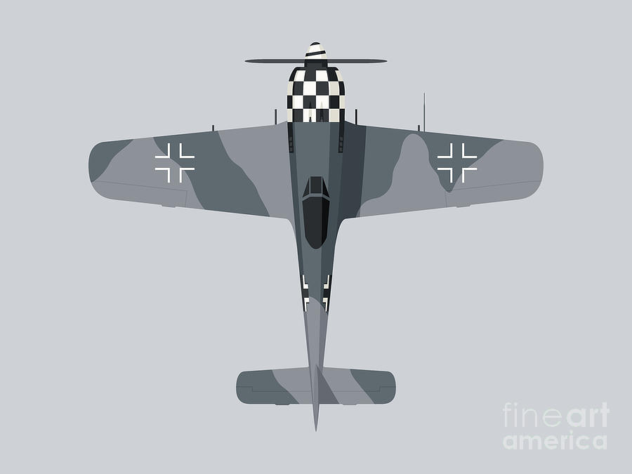Airplane Digital Art - Fw-190 German WWII Fighter Aircraft - Grey Landscape by Organic Synthesis