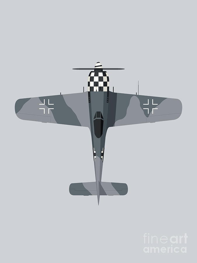 Fw-190 German WWII Fighter Aircraft - Grey Digital Art by Organic Synthesis Fw-190 German WWII Fighter Aircraft - Grey Digital Art by Organic Synthesis